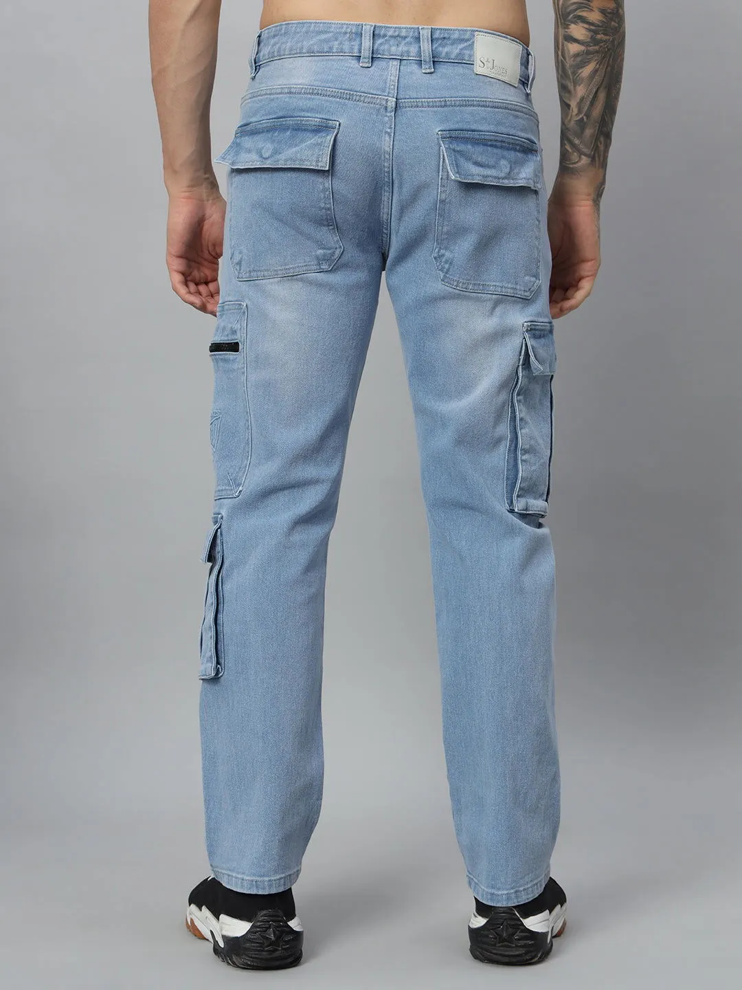 Baggy utility ice wash jeans