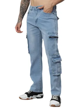 Baggy utility ice wash jeans