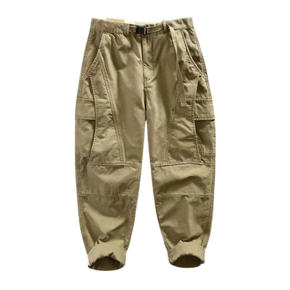 Belted Straight-Leg Cargo Pants