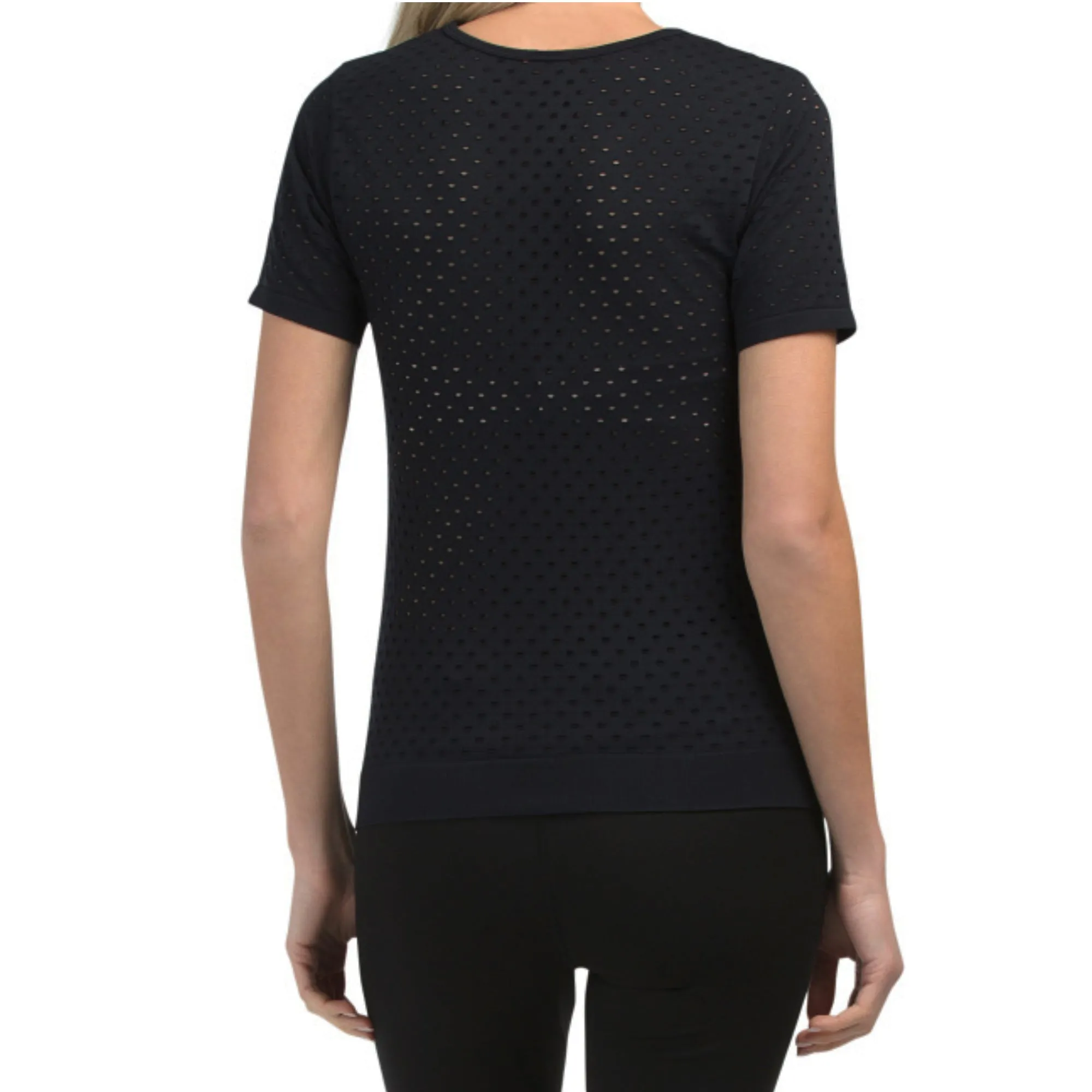 Betsey Johnson Women's Moisture Wicking Laser Cut Seamless Active T-Shirt