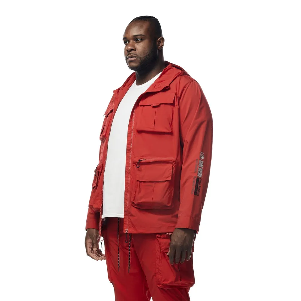 Big and Tall - Windbreaker Utility Jacket - Red