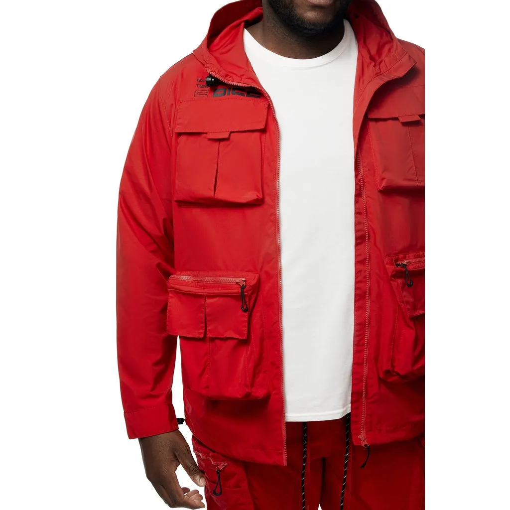 Big and Tall - Windbreaker Utility Jacket - Red