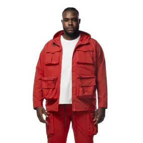 Big and Tall - Windbreaker Utility Jacket - Red