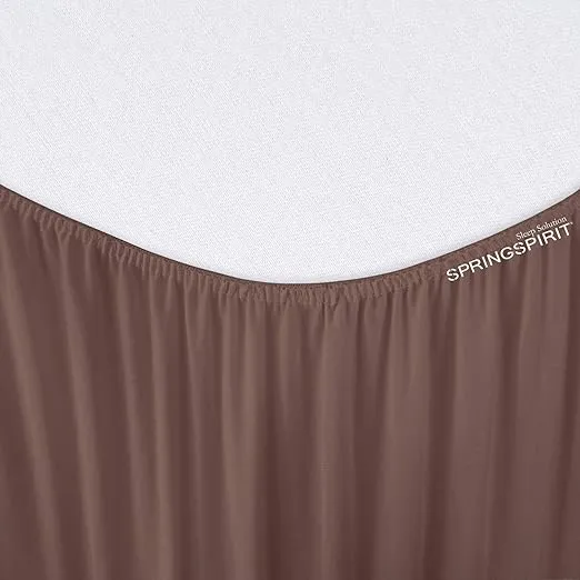 Box Spring Cover with Smooth and Elastic Woven Material, Queen Size, Wrinkle & Fading Resistant & Dustproof, Brown