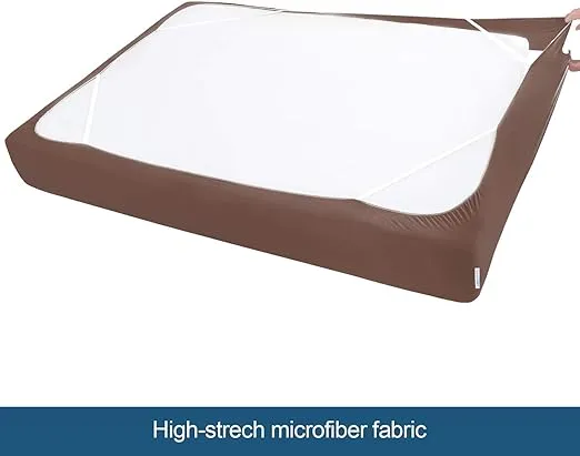 Box Spring Cover with Smooth and Elastic Woven Material, Queen Size, Wrinkle & Fading Resistant & Dustproof, Brown