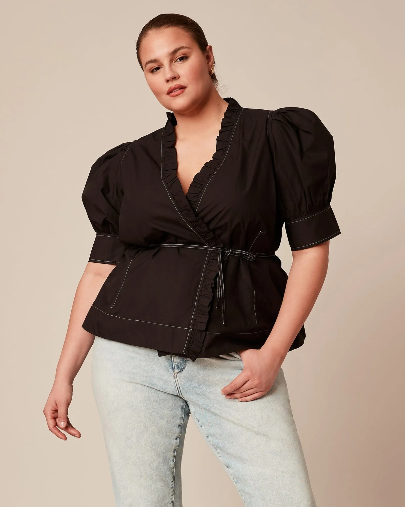 Cotton Poplin Top | BLACK