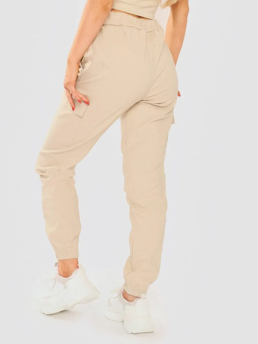 Daffney Utility Pocket Cargo Trouser Pants In Stone