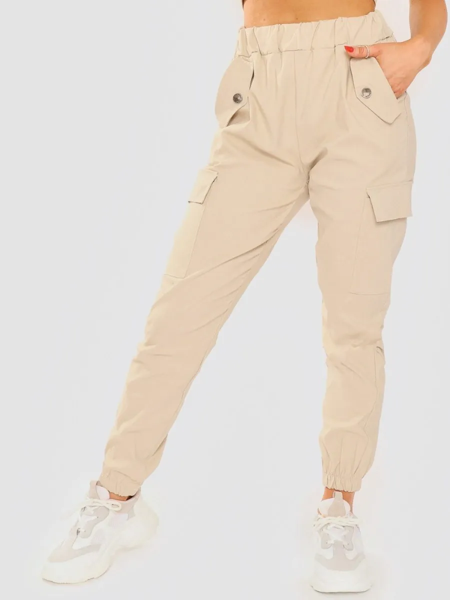 Daffney Utility Pocket Cargo Trouser Pants In Stone