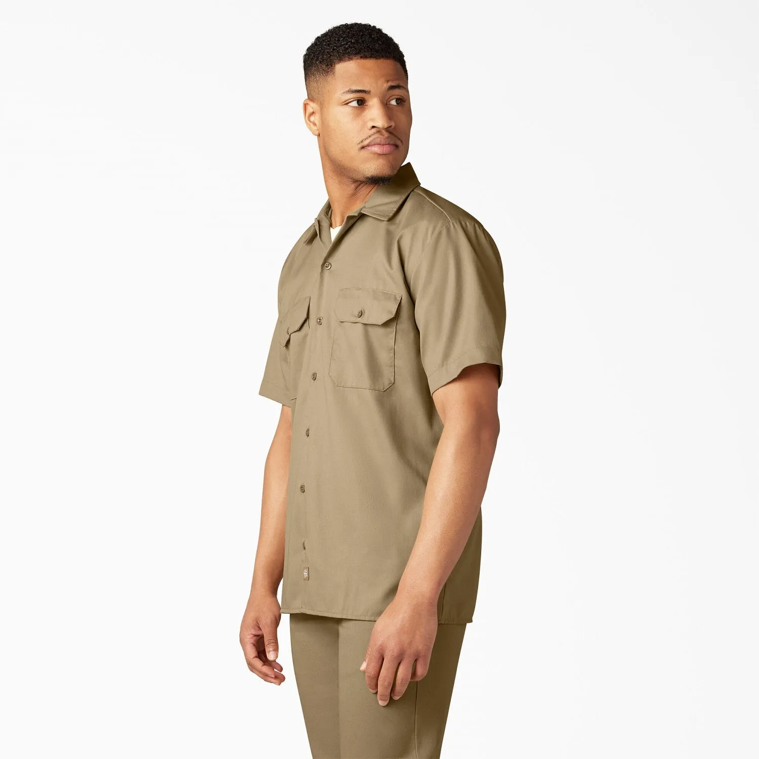 Dickies Men's Short Sleeve Work Shirt_Khaki