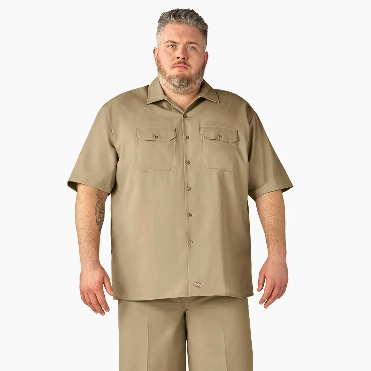 Dickies Men's Short Sleeve Work Shirt_Khaki