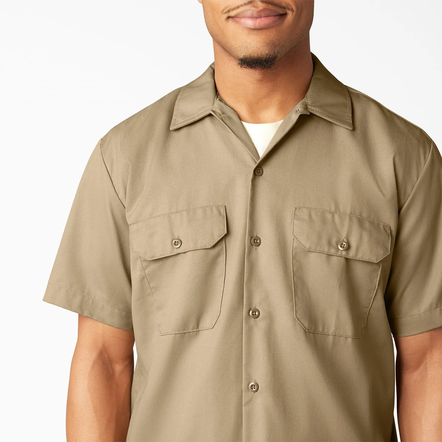 Dickies Men's Short Sleeve Work Shirt_Khaki