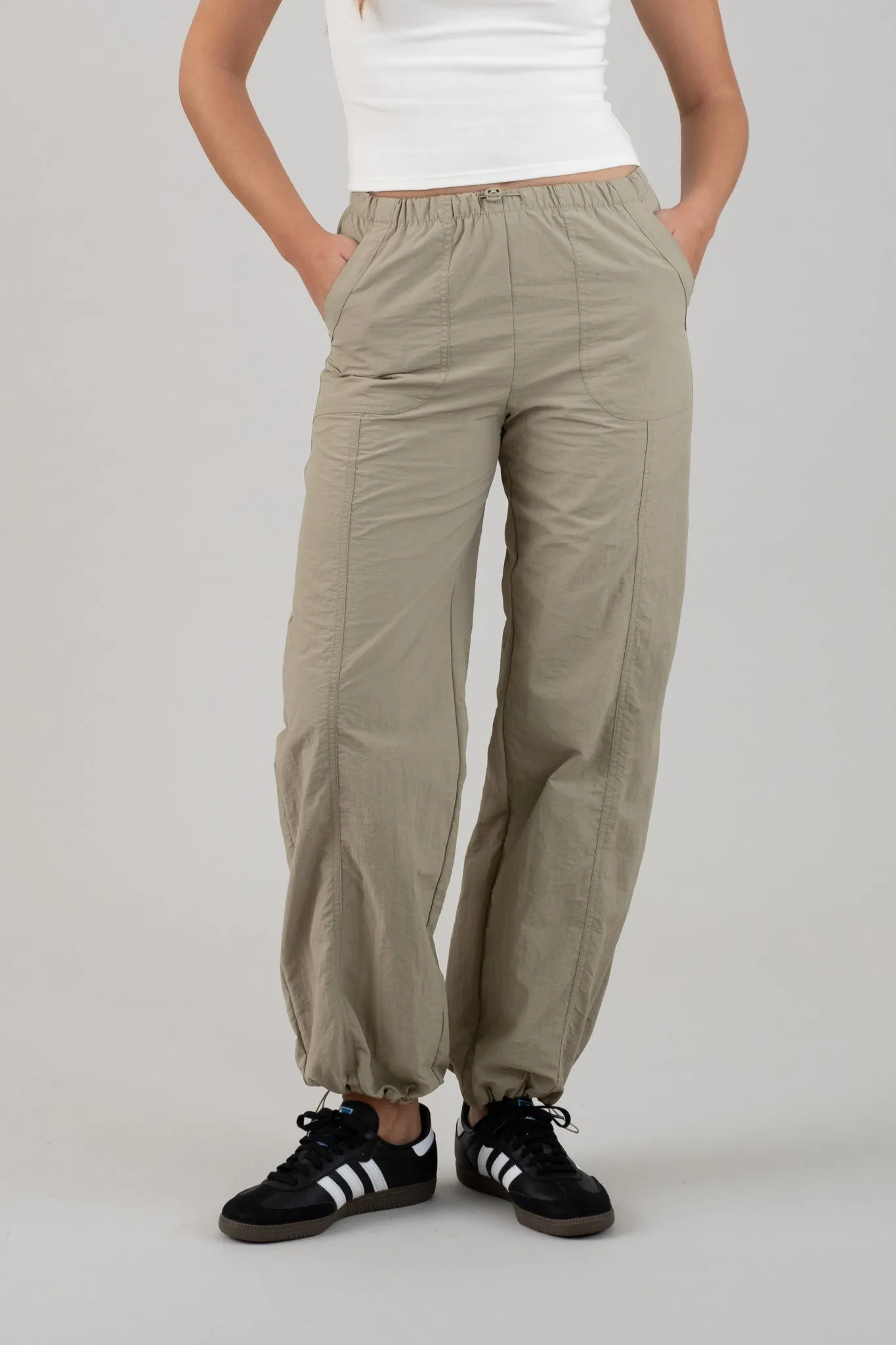 DRAWSTRING NYLON JOGGERS