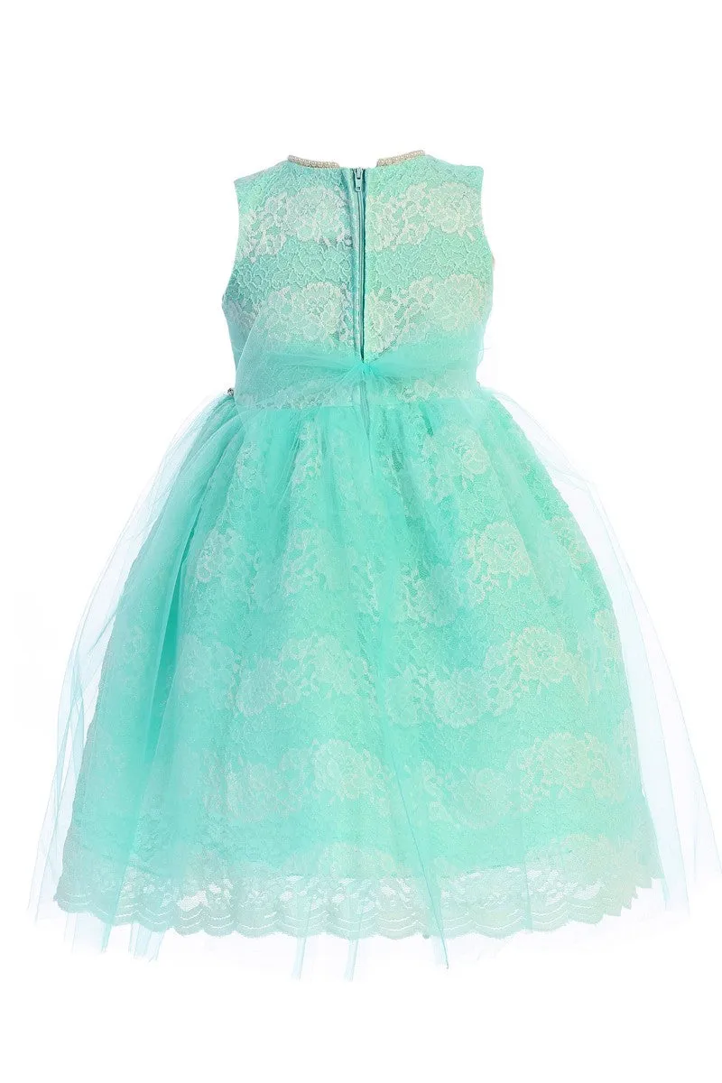 Girls Multi Color Floral Lace Tulle Pearls Easter Dress 2T-14