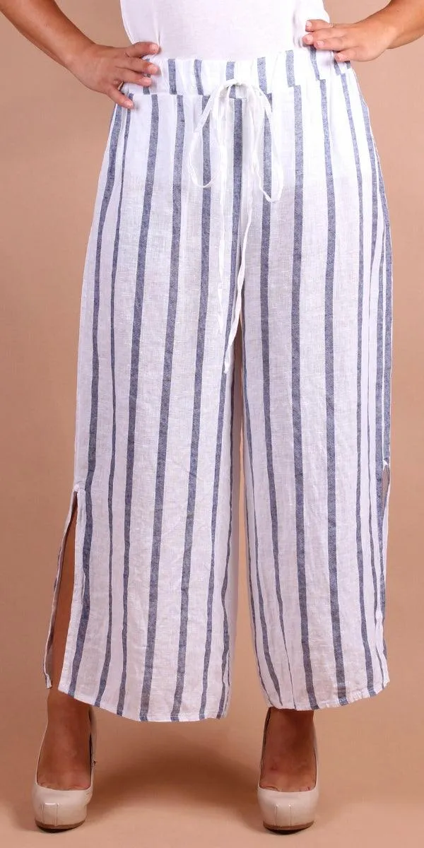 Giulana Wide Striped Capri Pants