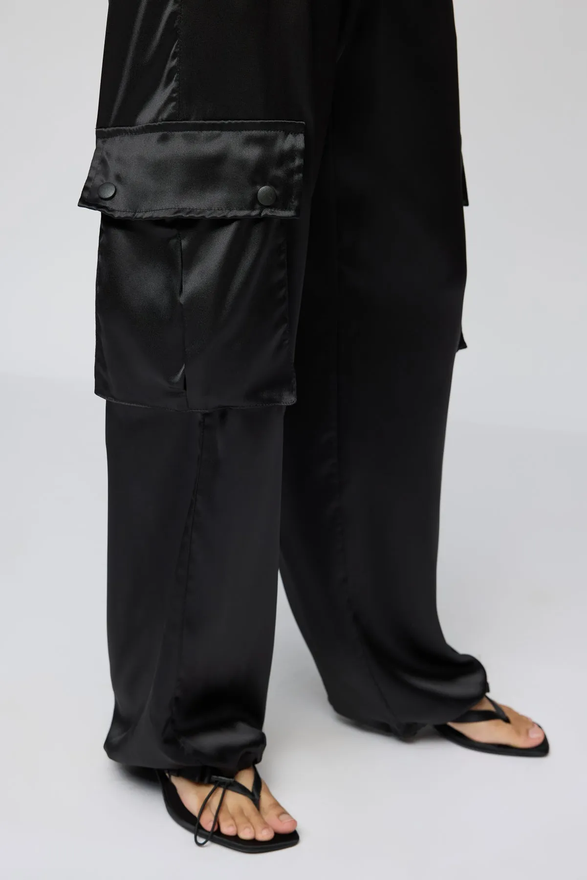 Iris Black Satin Parachute Cargo