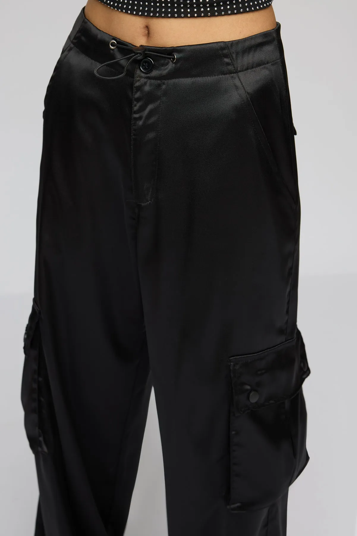 Iris Black Satin Parachute Cargo