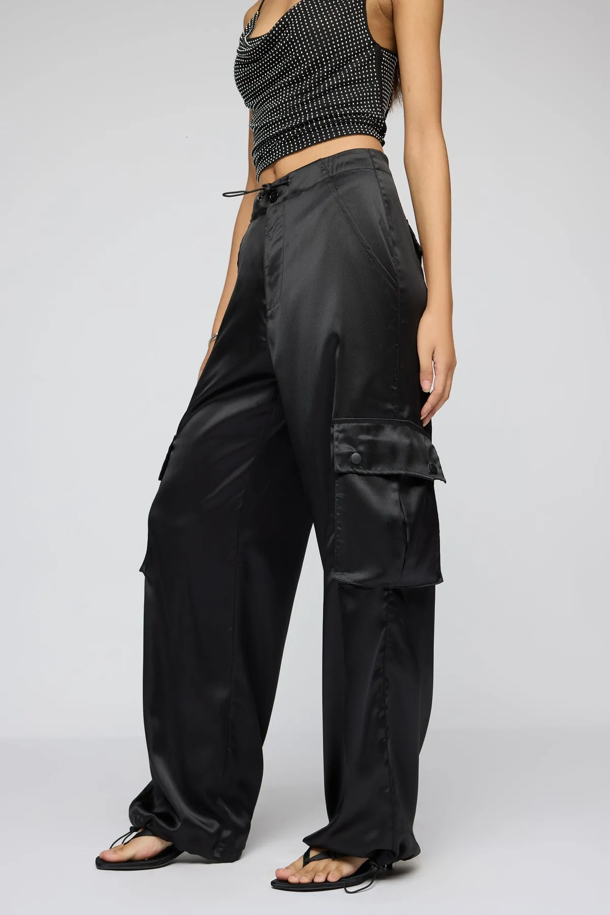 Iris Black Satin Parachute Cargo