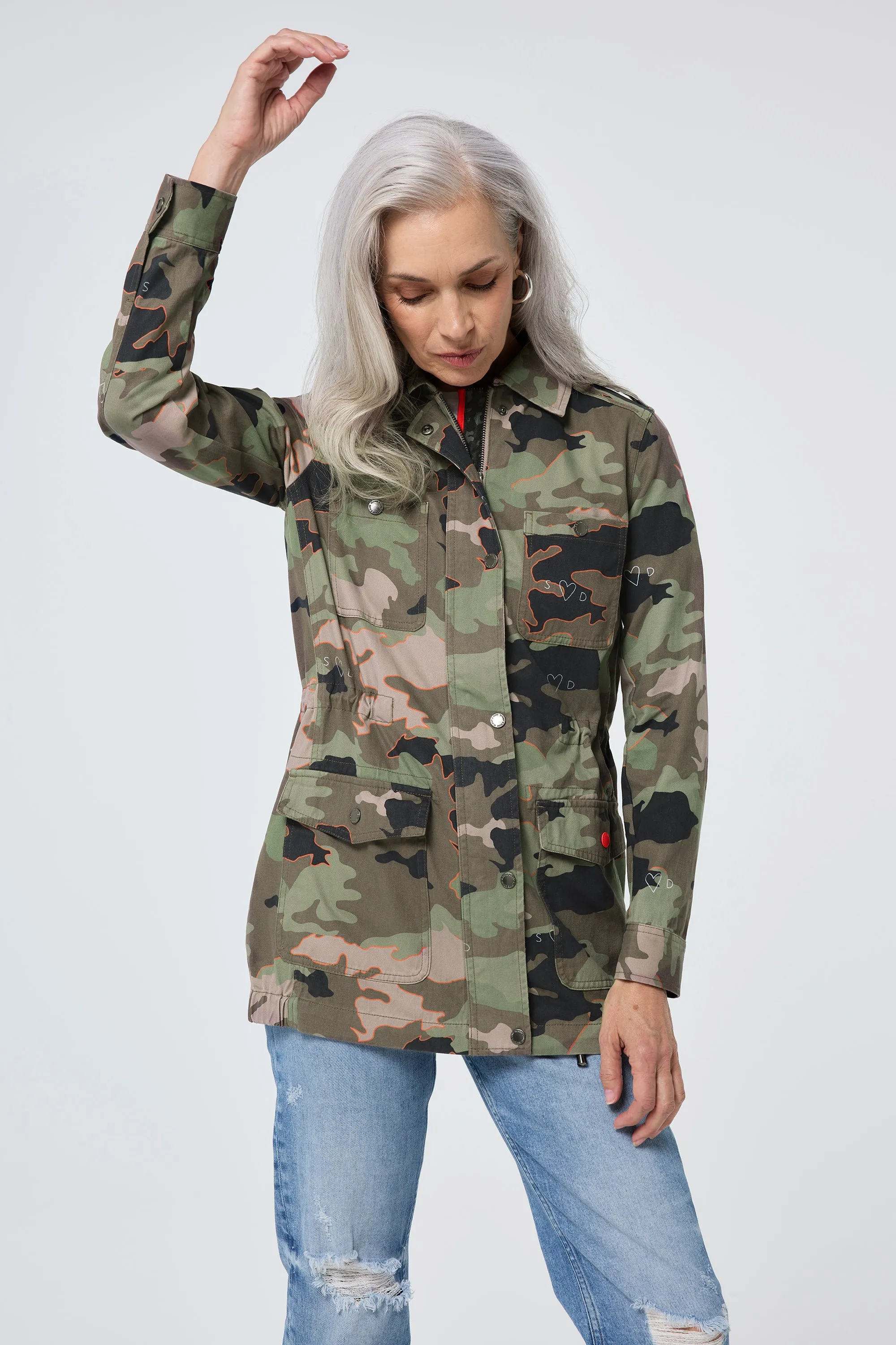 Khaki Camo Print Utility Jacket