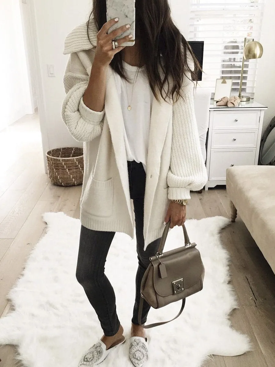 Look At Mirror Knitted Cardigans - White