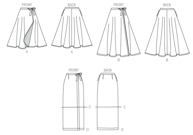 M7129 Misses' Wrap skirts