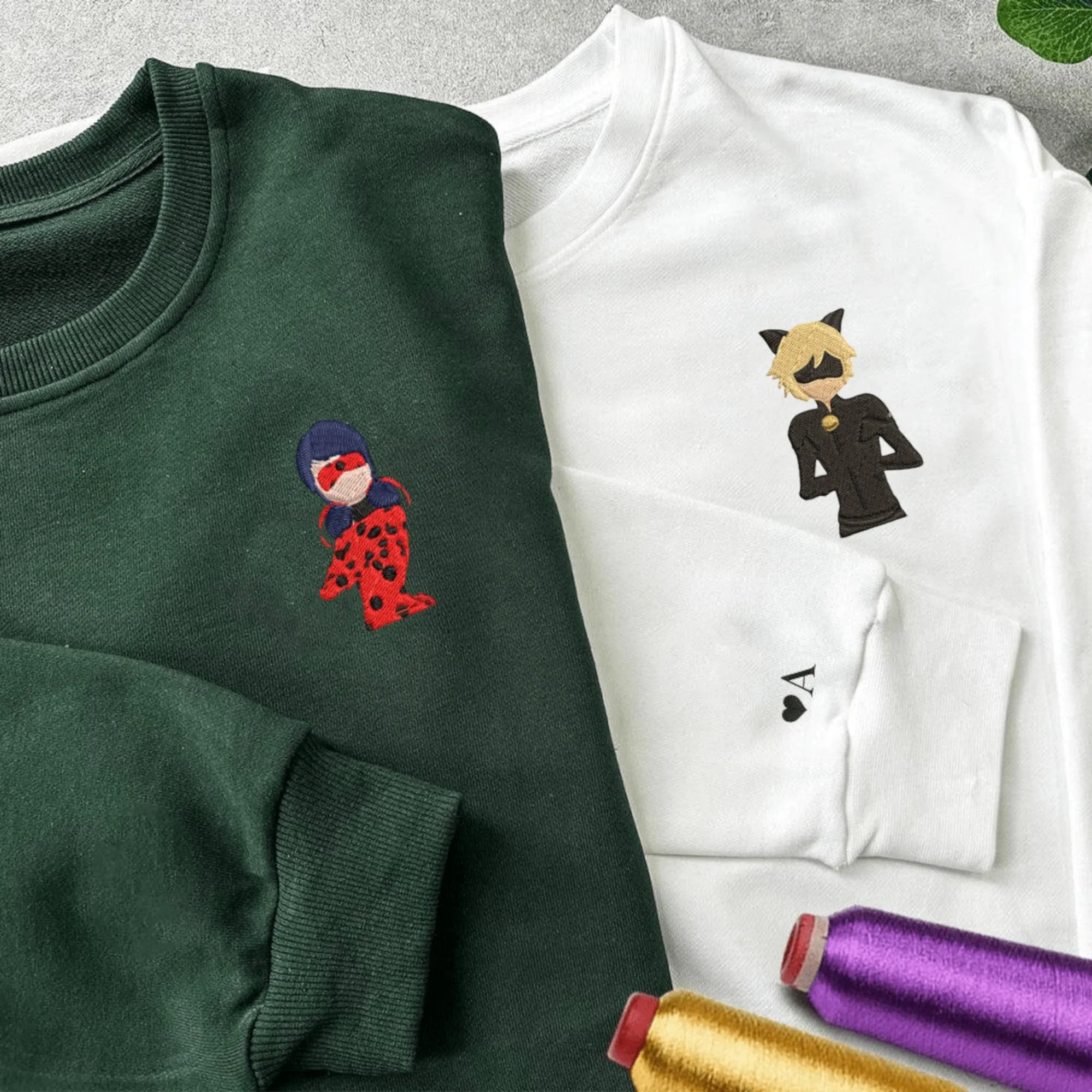 Matching Ladybug and Cat Couple Hoodies – Perfect Gift for Superhero Fans