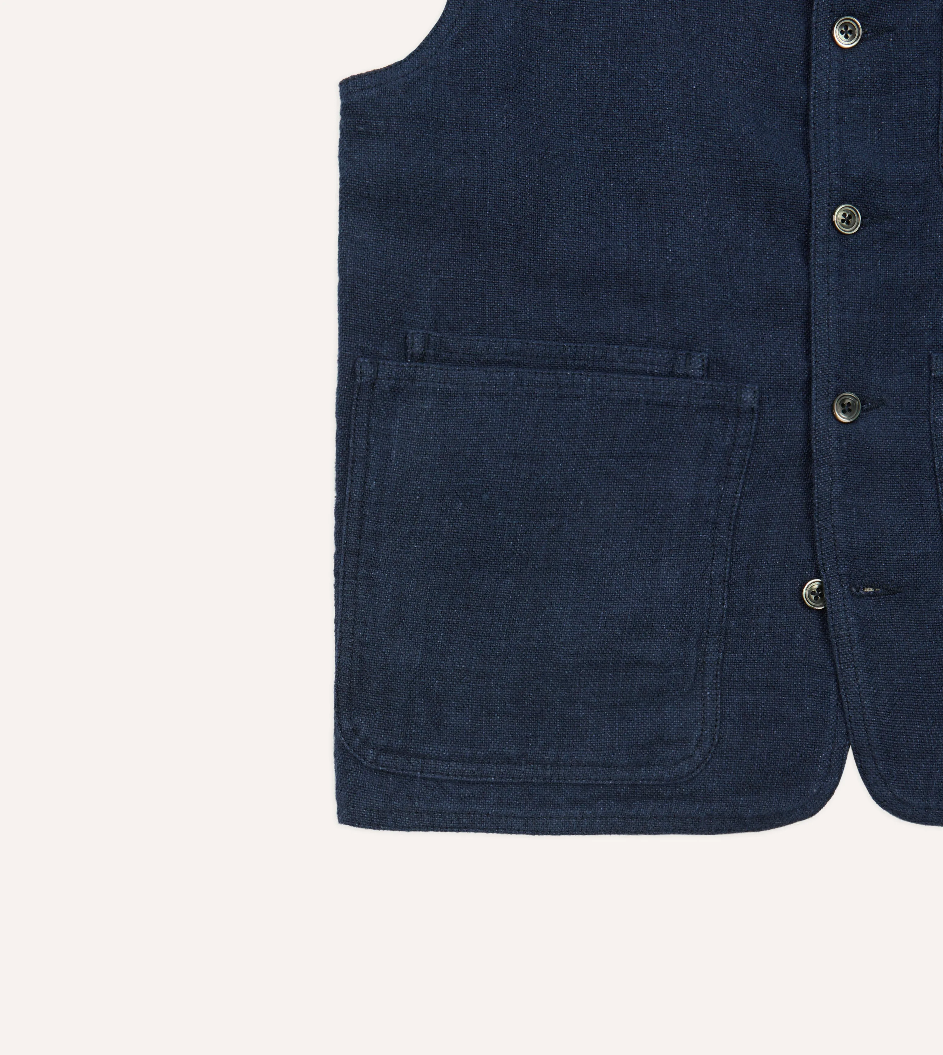 Navy Linen Utility Vest