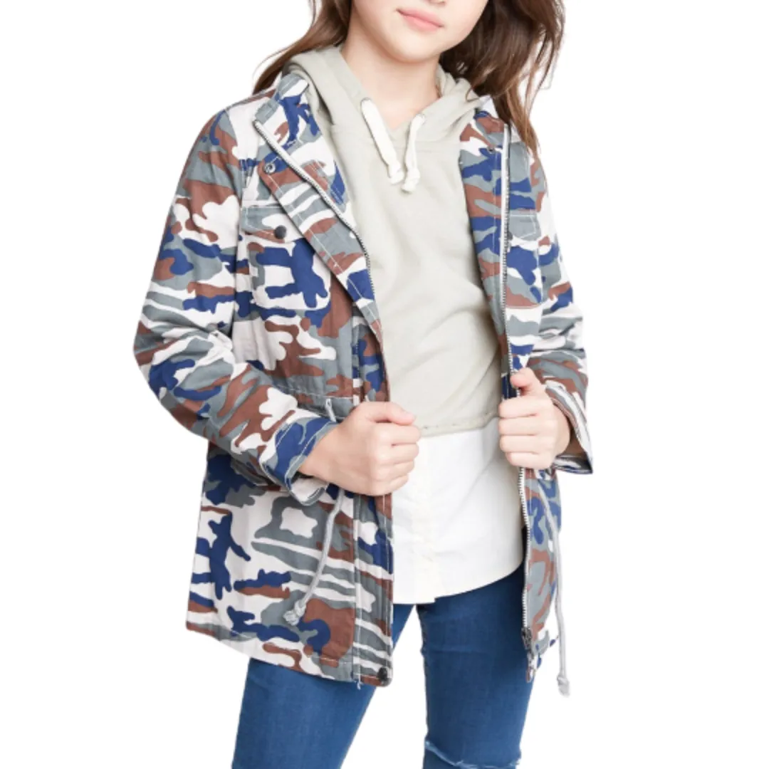 Navy Mix Camo Girl's Jacket