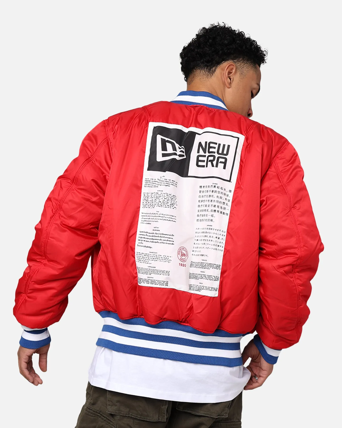 New Era X Alpha Series X NFL New York Giants MA-1 Bomber Jacket Royal/Red