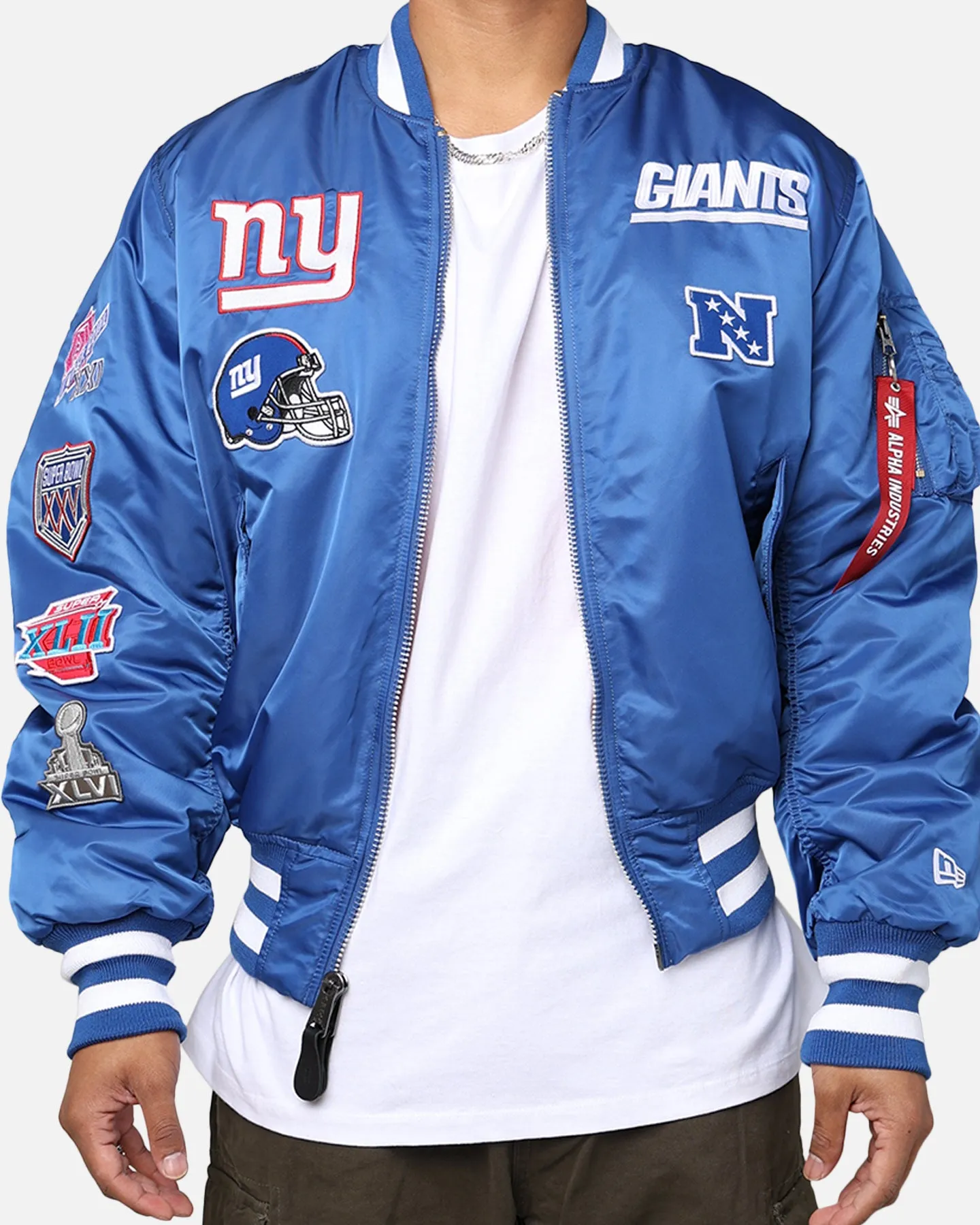 New Era X Alpha Series X NFL New York Giants MA-1 Bomber Jacket Royal/Red