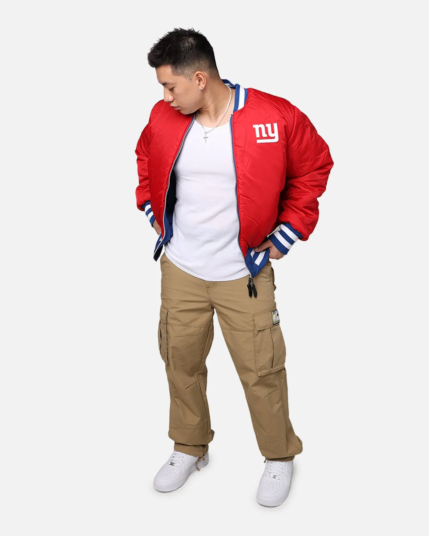 New Era X Alpha Series X NFL New York Giants MA-1 Bomber Jacket Royal/Red