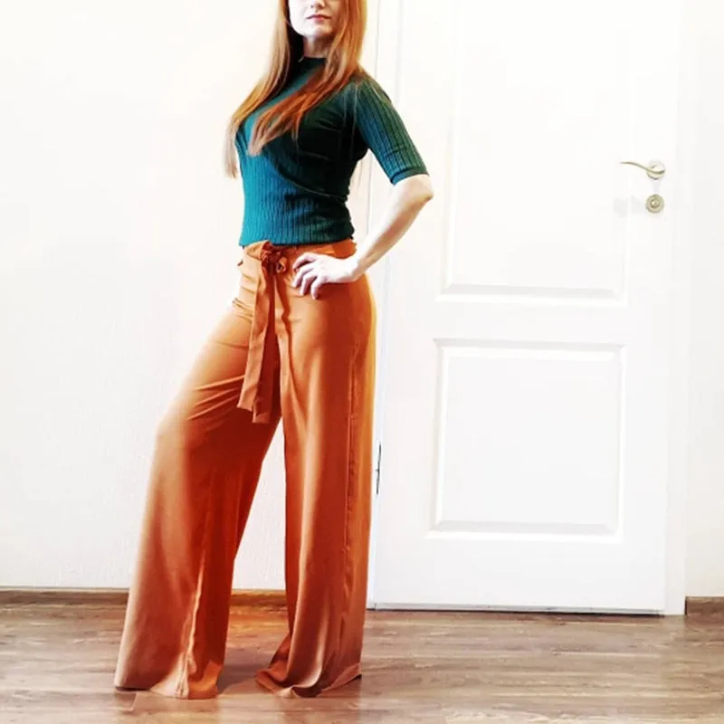 Orange Chiffon Palazzo Pants