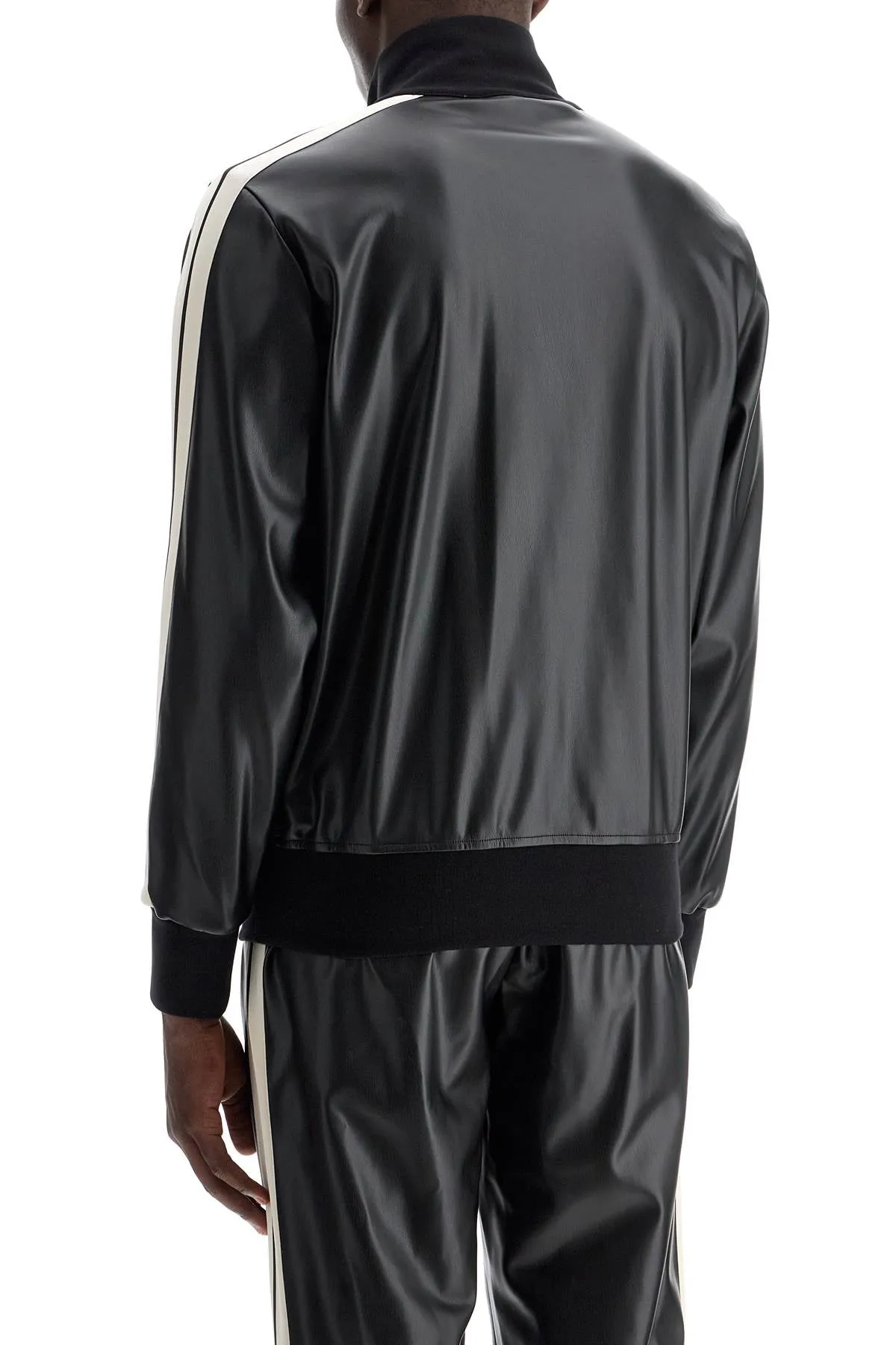 PALM ANGELS faux leather track jacket for