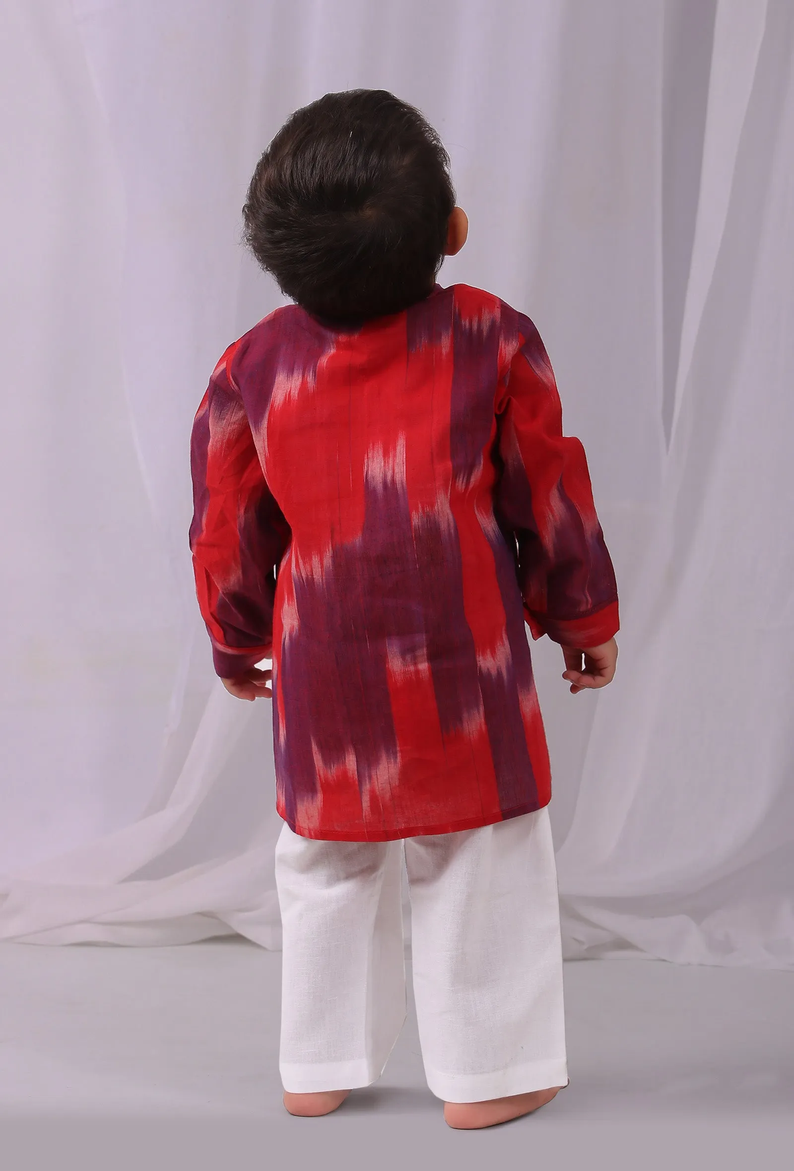 Red Ikat Kurta Shirt