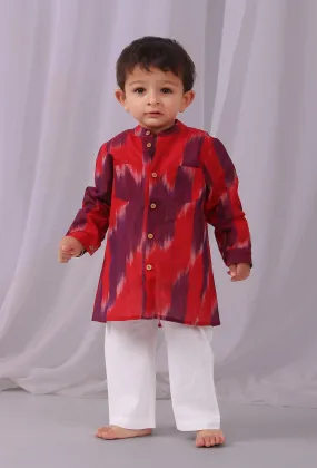 Red Ikat Kurta Shirt