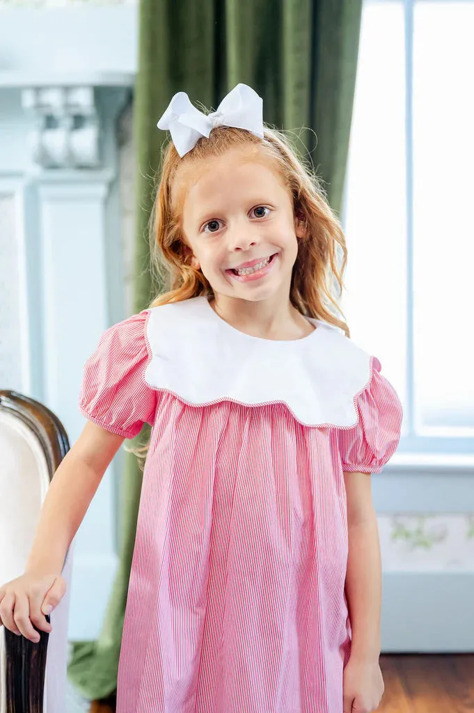 Scalloped Red Bib Dress