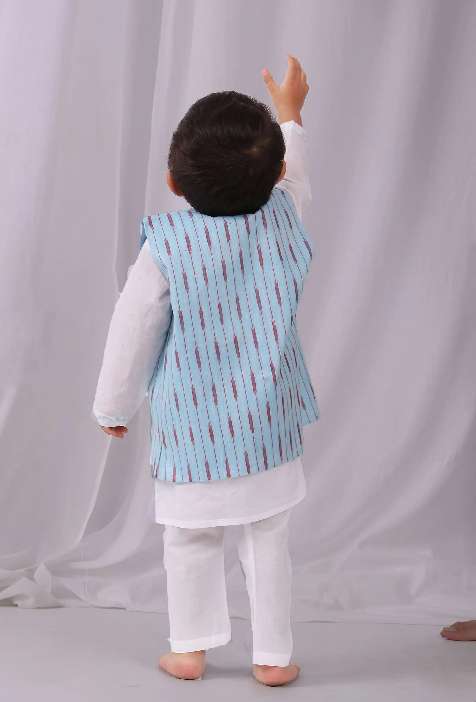 Sky Blue  Ikat Nehru Jacket