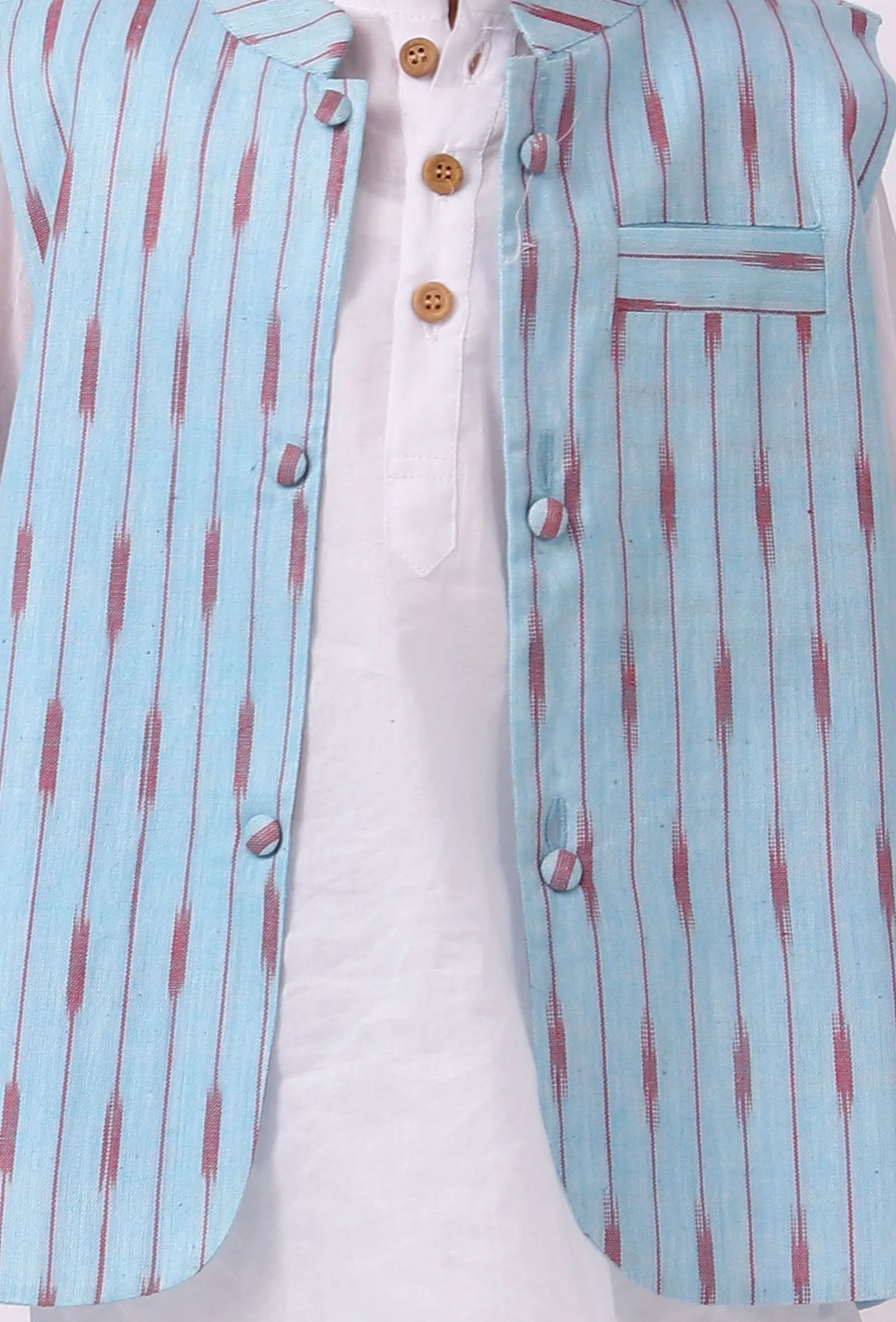 Sky Blue  Ikat Nehru Jacket