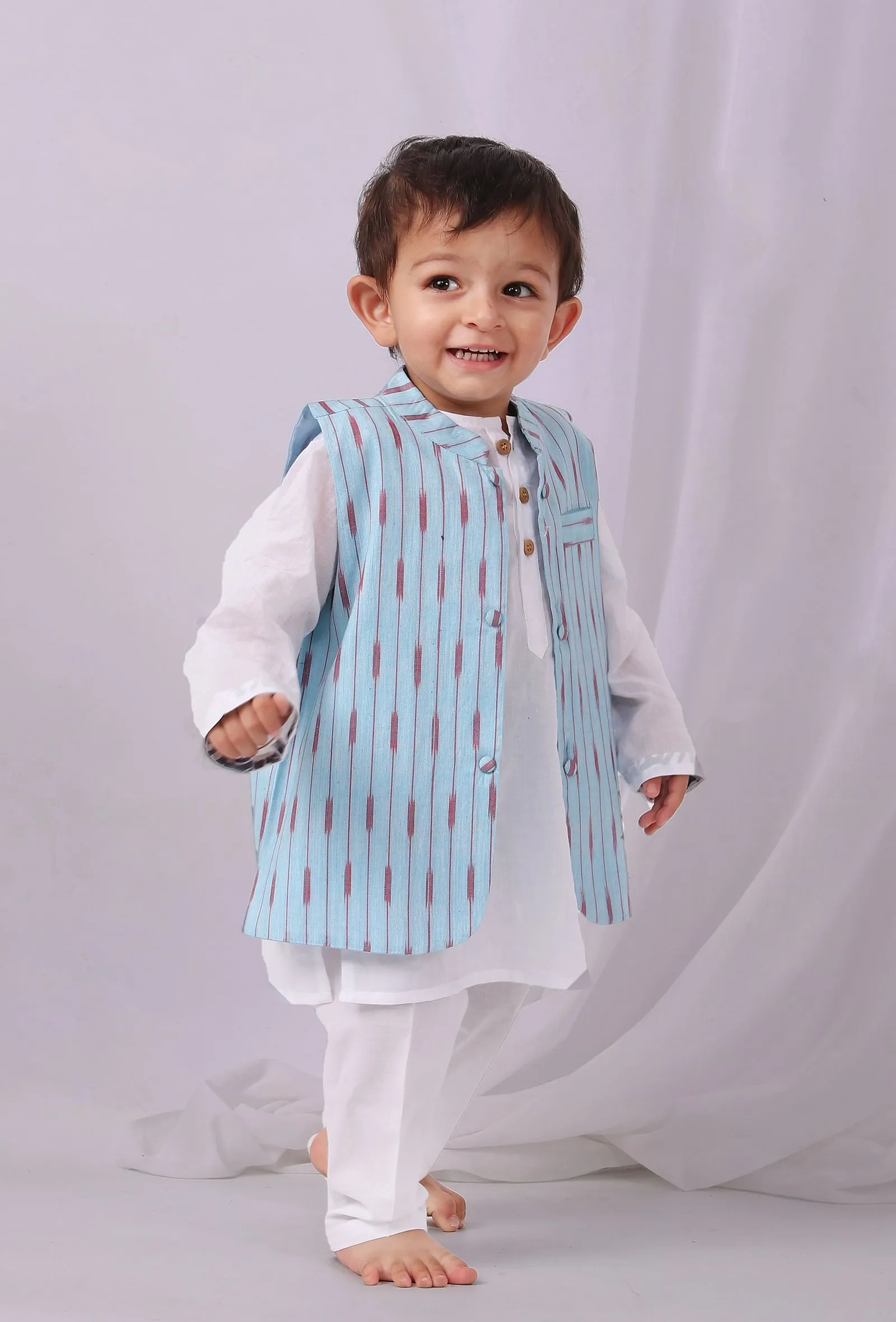 Sky Blue  Ikat Nehru Jacket