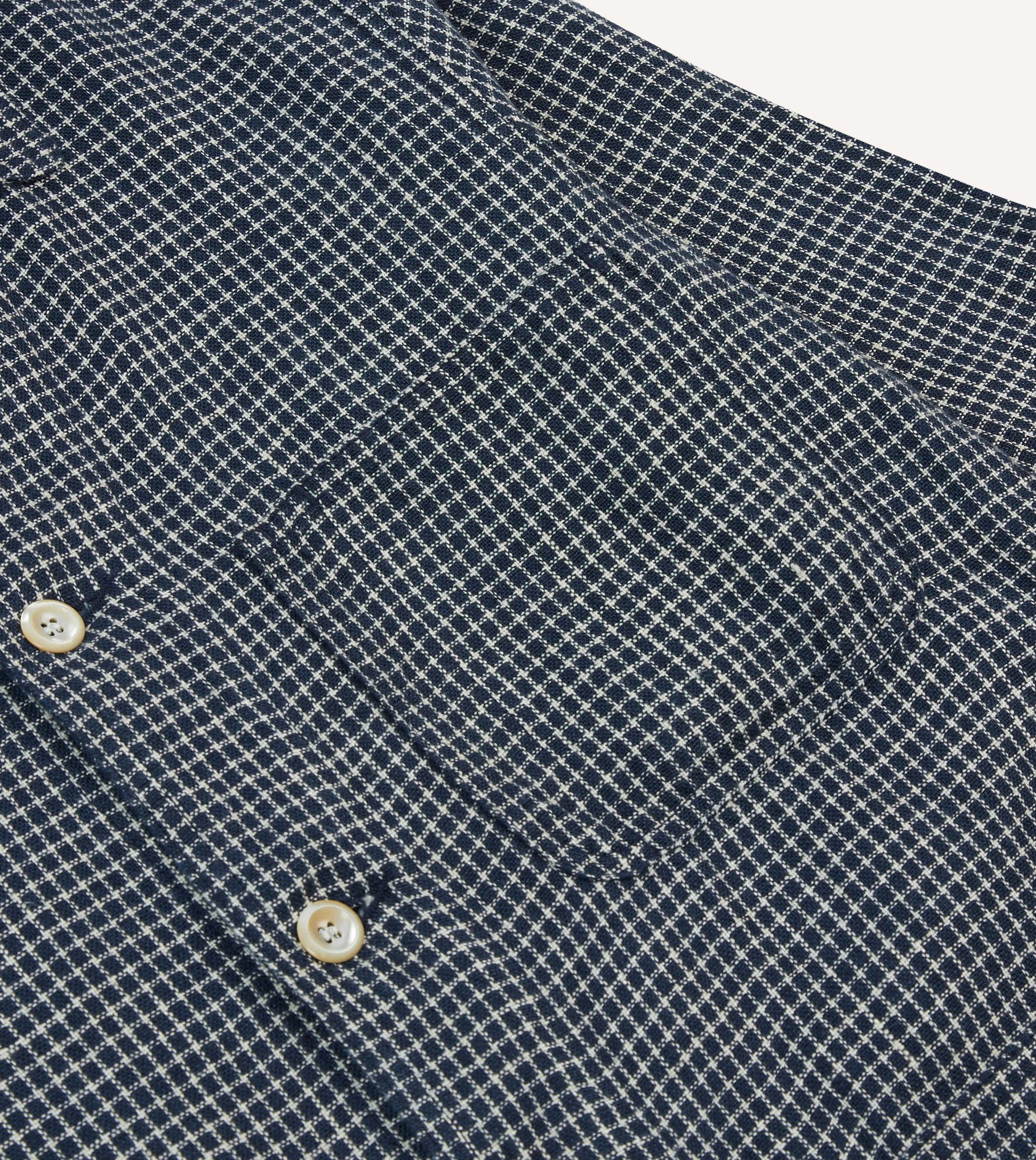 St. JOHN by Drake's Navy Check Linen Fatigue Jacket