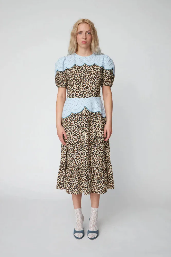 Stella Nova Leopard Embroidered Midi Dress