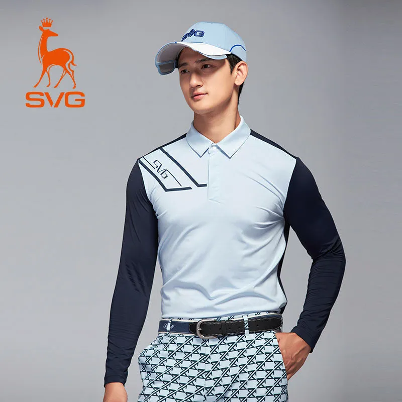 SVG Golf Men's Long Sleeve Golf Polo Shirts Athletic Workout Tops