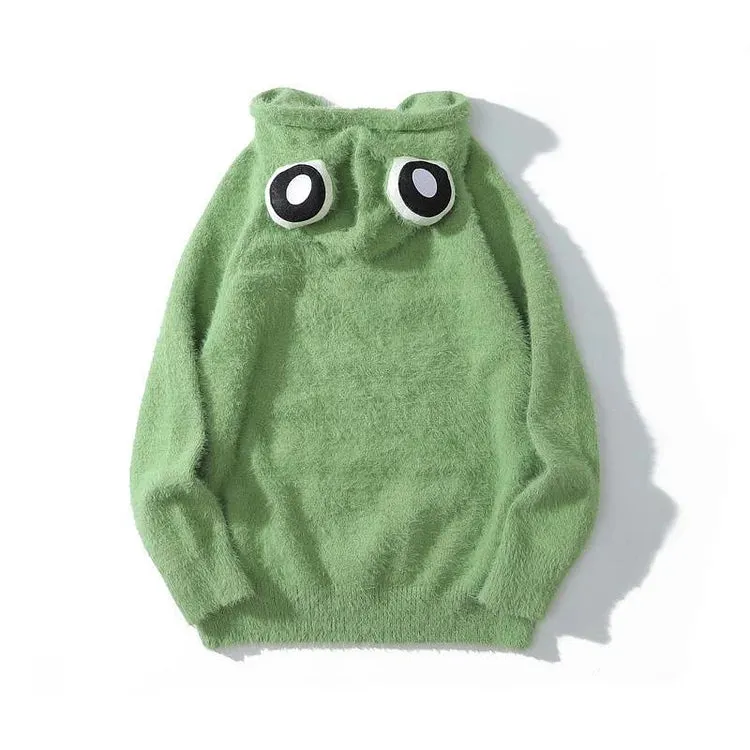 Sweet Serenade: Girlfriend Boyfriend Frog Knit Hoodie - Because Comfort Should be Cute! 🎶🌟