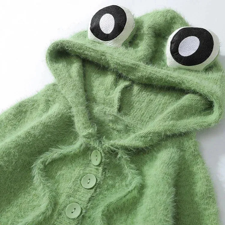 Sweet Serenade: Girlfriend Boyfriend Frog Knit Hoodie - Because Comfort Should be Cute! 🎶🌟