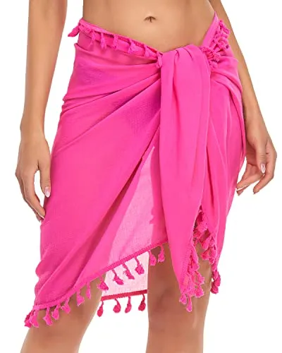 Swimsuit Wrap Skirt Cover Up Bathing Suits Wraps For Women-Neon Pink