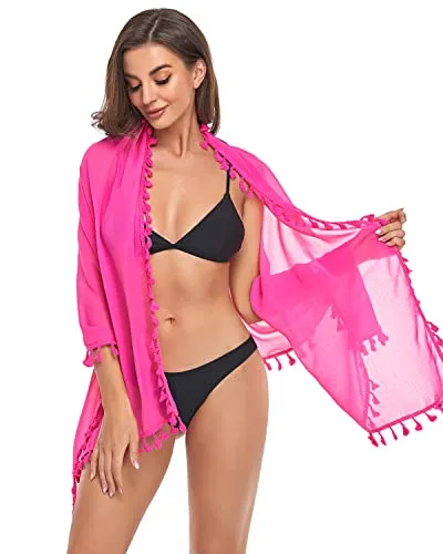 Swimsuit Wrap Skirt Cover Up Bathing Suits Wraps For Women-Neon Pink