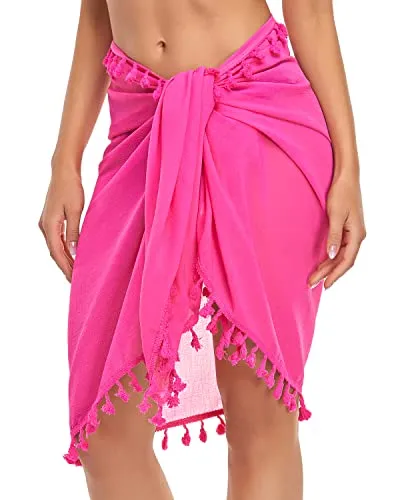 Swimsuit Wrap Skirt Cover Up Bathing Suits Wraps For Women-Neon Pink