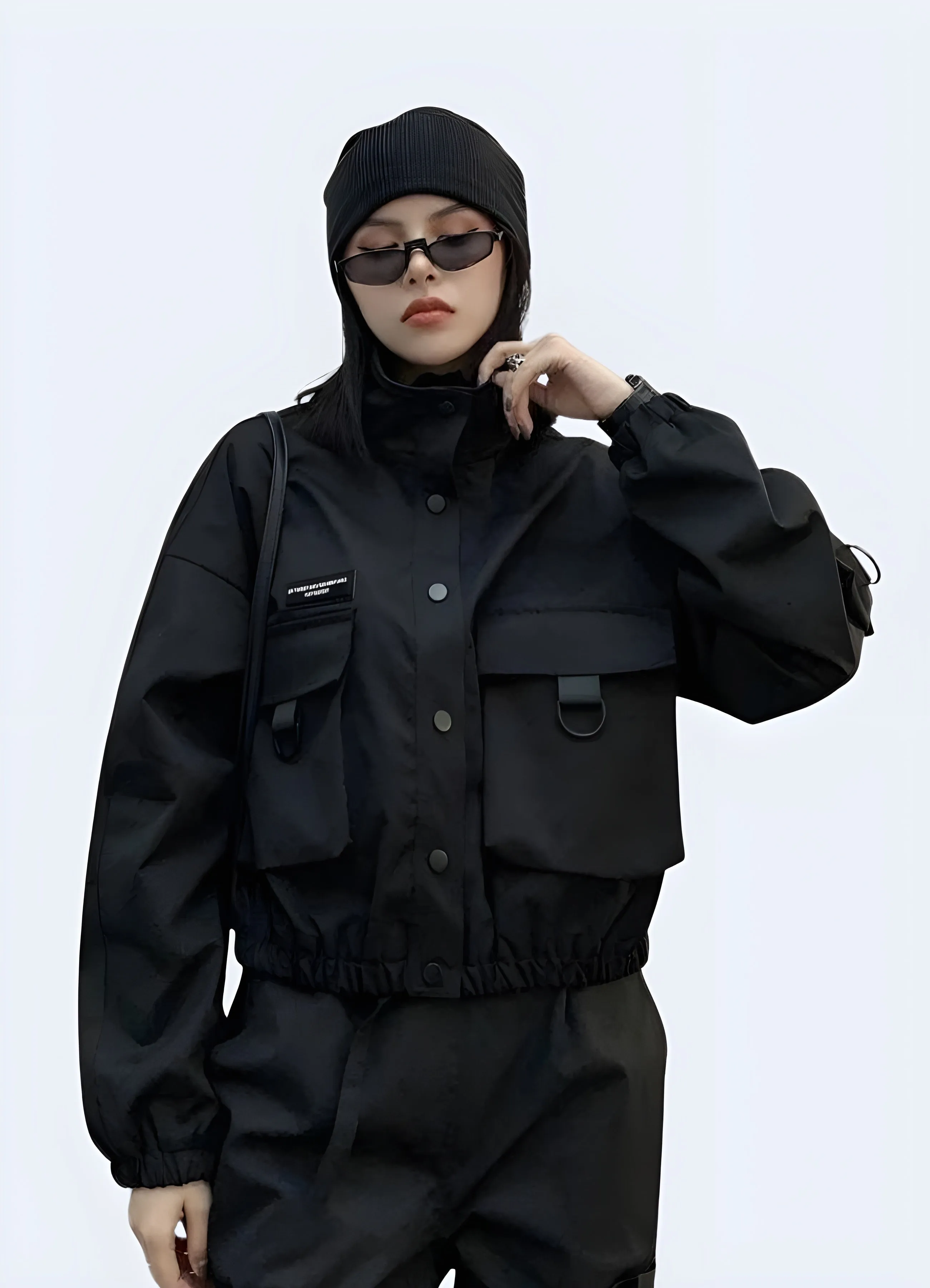 Techwear Black Tactical Bomber Women