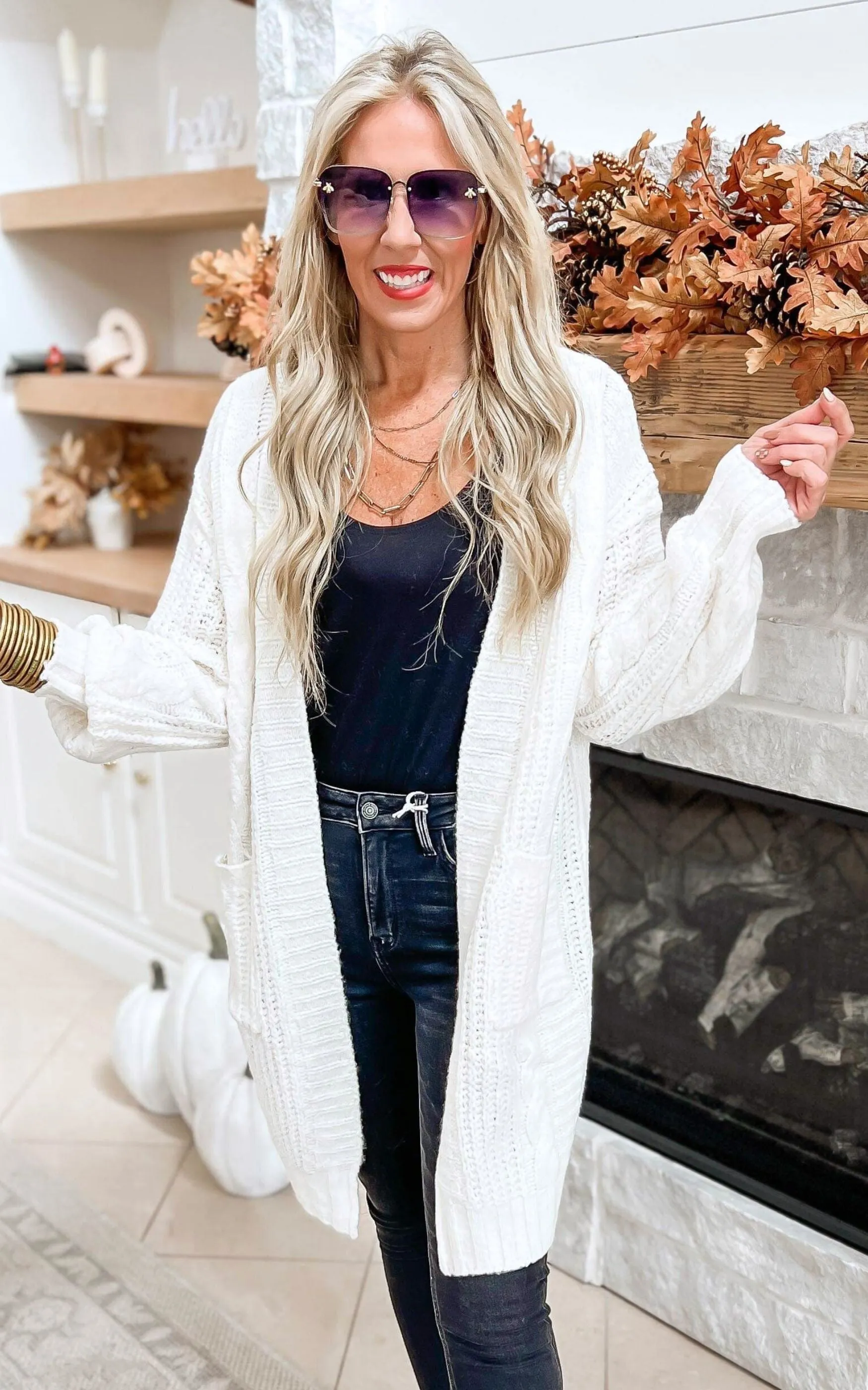 Twist Knitted Long Cozy Cardigan - Ivory