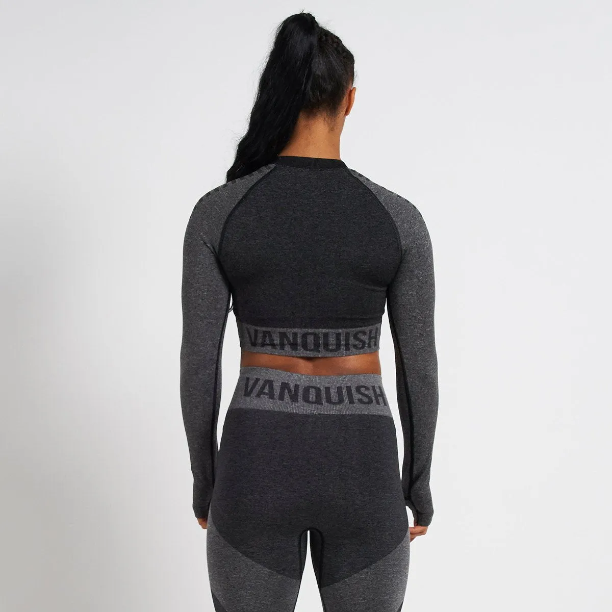 Vanquish Allure Women's Black Seamless Long Sleeve Crop Top