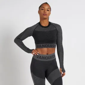 Vanquish Allure Women's Black Seamless Long Sleeve Crop Top